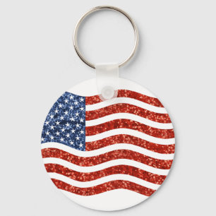 Porte-clés faux sequin print american flag