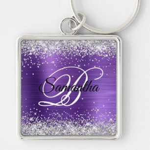 Porte-clés Faux Shiny Silver Parties scintillant Amethyst Foi