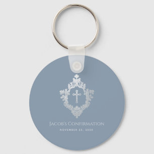 Porte-clés Faveurs de confirmation garçon Dusty Blue Vintage 