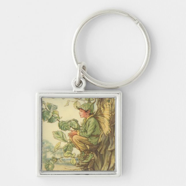 Porte-clés Fée d'orme ailée assise dans un arbre (Devant)
