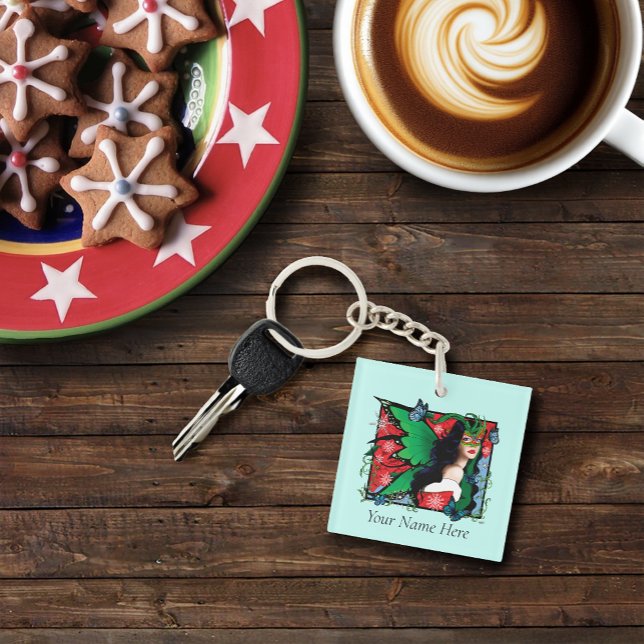 Porte-clés Fée Solstice Rouge Vert Noël (Créateur téléchargé)