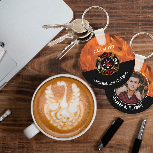 Porte-clés Félicitations Classe Flames de pompiers | Nom (Créateur téléchargé)