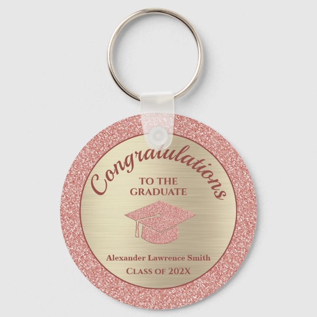Porte-clés Félicitations Graduate Class of 2024 Pink Gold (Recto)
