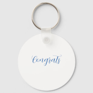 Porte-clés félicitations nom bleu stylé diplôme date année