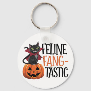Porte-clés Feline Fang-tastic Halloween Conception de chat Va