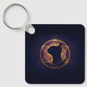 Porte-clés Féline mystique au sein du cercle sacré