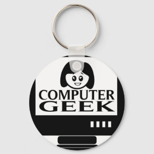 Porte-clés Femelle de fille de geek d'ordinateur