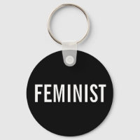 Feministe, texte blanc en gras sur le porte - clé 