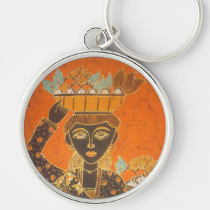 Porte-clés Femme africaine portant panier d'art