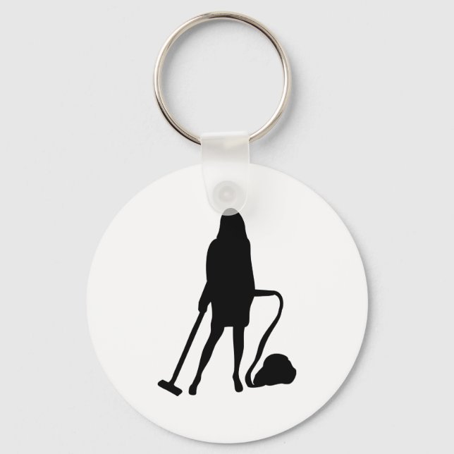 Porte-clés femme au foyer - aspirateur - nettoyage (Recto)
