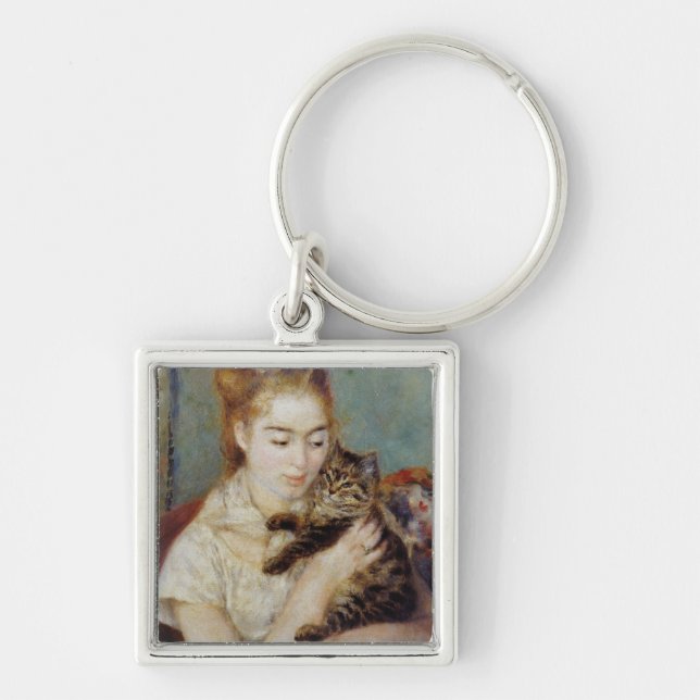 Porte-clés Femme avec un chat par Pierre-Auguste Renoir (Devant)