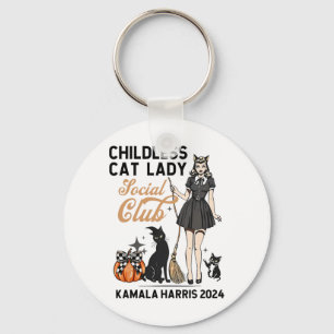 Porte-clés Femme chatte sans enfants Voter Halloween sorcière