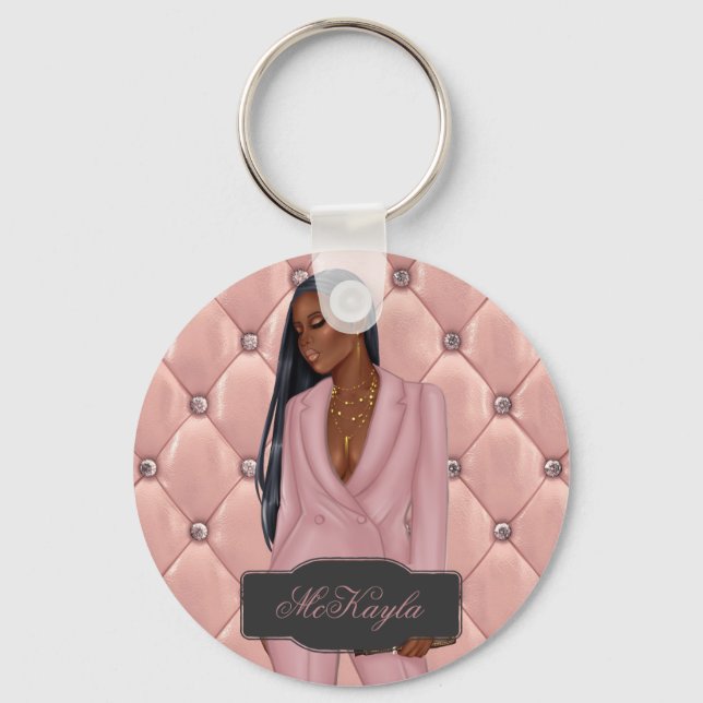 Porte-clés Femme-chef de la direction afro-américaine (Recto)