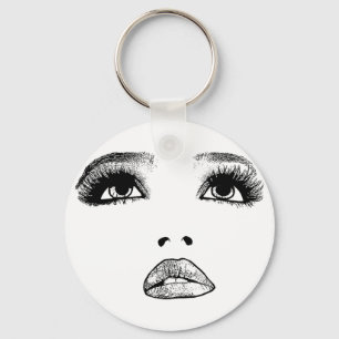Porte-clés Femme cherchant le visage maquillage beauté art