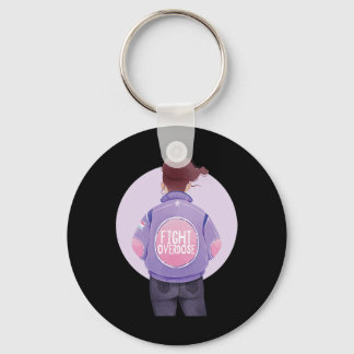 Porte-clés femme combat l'overdose Purple Ribbon Overdose