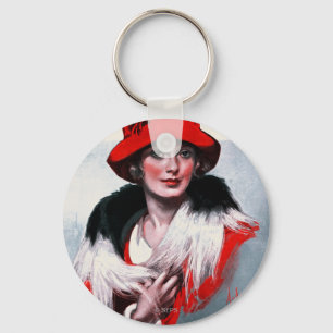 Porte-clés Femme en Casquette rouge