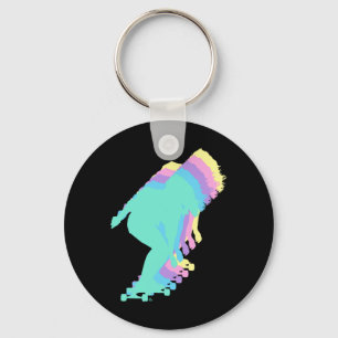 Porte-clés Femme en longboard faisant du skateboard Longboard