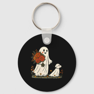 Porte-clés Femme fantôme promenant son chien Halloween drôle 