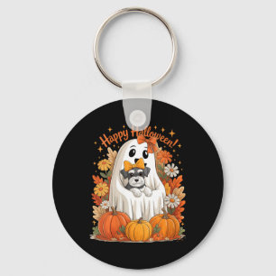 Porte-clés Femme Fantôme Tenant un Schnauzer Miniature