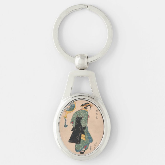 Porte-clés Femme japonaise Kimono : Ukiyo-e Woodblock Imprime (Devant)