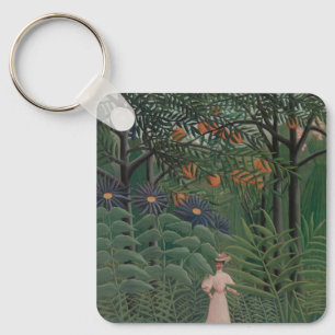 Porte-clés Femme marchant dans une forêt exotique, Henri Rous