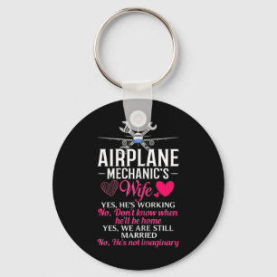 Porte-clés Femme Mécanicienne d'Avion Épouse Entretien d'Avio