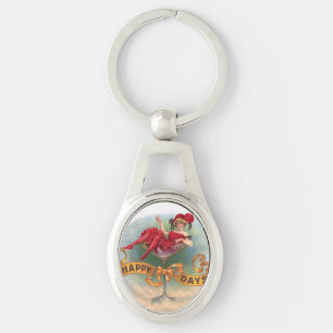 Porte-clés Femme victorienne Champagne Rouge Happy