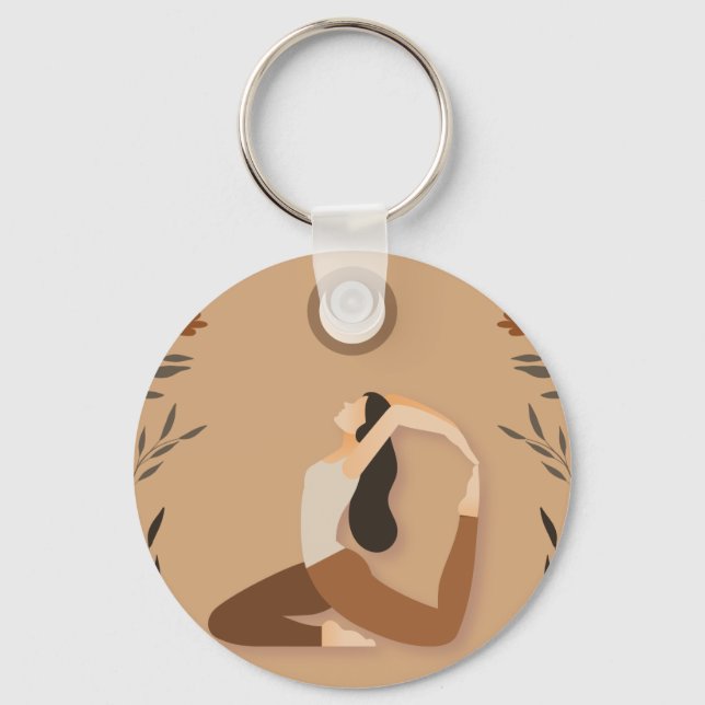 Porte-clés Femme yoga pose lune spirituelle sorcière (Recto)