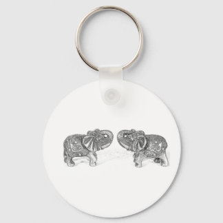 Porte-clés Feng Shui Double Elephant - B&W