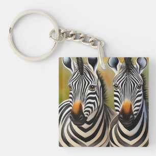 Porte-clés Fermer Zebra Pair Bold et Striking Wildlife
