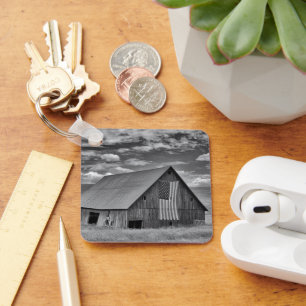 Porte-clés Fermes BW American Flag Barn Scene