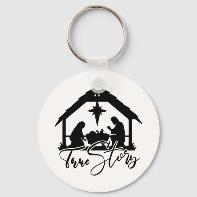 Porte-clés Festive Religieux scène du Manger de Noël (Recto)