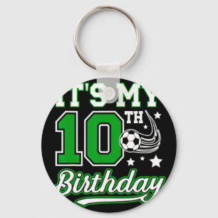 Porte-clés Fête d'anniversaire de football 10 ans 10 ans Joue