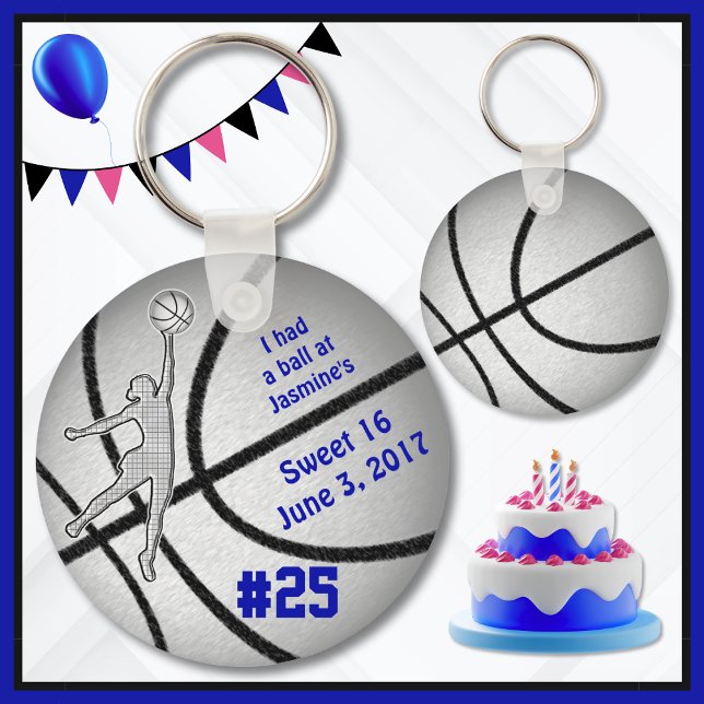 Porte-clés Fête de basket-ball personnalisable pour les fille (Basketball birthday party. Personalized Basketball Favors are fully customizable. Basketball favors.)