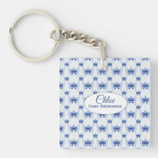 Porte-clés Fête de mariage avec un élégant nœud bleu