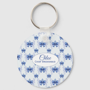 Porte-clés Fête de mariage élégante avec un nœud bleu