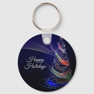 Porte-clés Fête de Noël Arbre coloré Marine Bleu Rustique