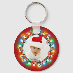Porte-clés Fête de Noël - Courbe photo en rouge