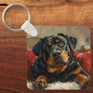 Porte-clés Fête de Noël de chien Rottweiler