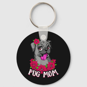 Porte-clés Fête des Mères Chien Pug Noir Animaux Amateur de C