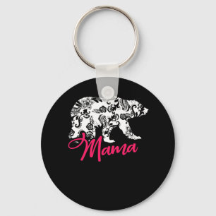 Porte-clés Fête des Mères Rose Floral Best Mama Bear Cadeau