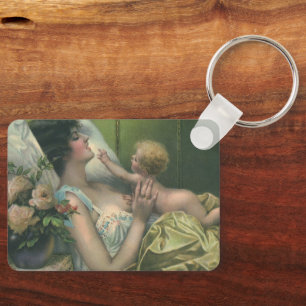 Porte-clés Fête des Mères vintage, maman victorienne avec béb
