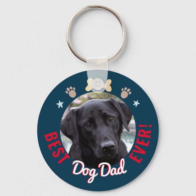 Porte-clés Fête des pères Meilleur Chien Papa Jamais (Recto)
