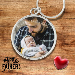 Porte-clés Fête des Pères Nouveau papa et bébé photo