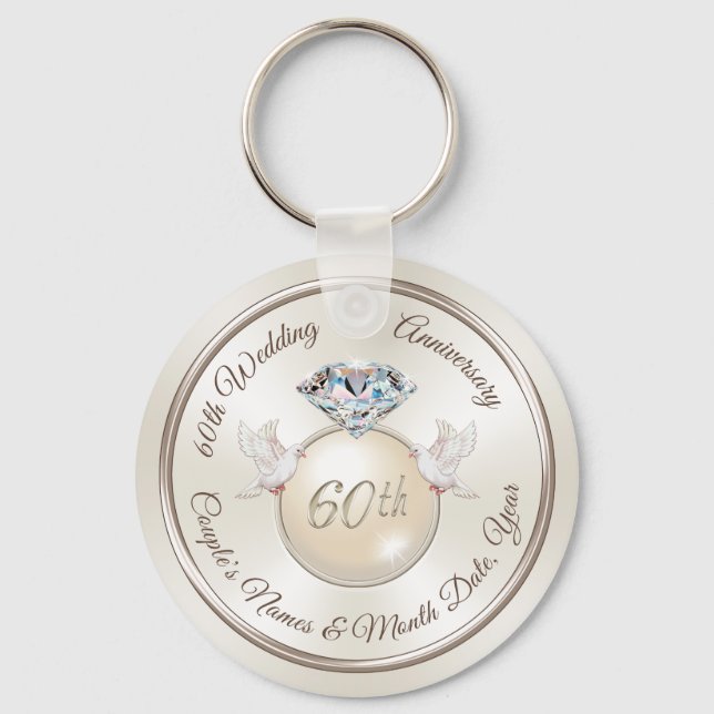 Porte-clés Fête du 60e anniversaire du Mariage personnalisée (Recto)