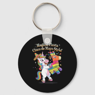 Porte-clés Fête magique de licorne cinq mai style mexicain