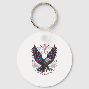 Porte-clés Feu d'artifice aigle chauve patriotique vecteur vi