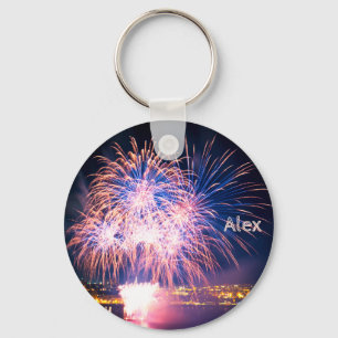 Porte-clés Feu d'artifice élégant   Nom personnalisé