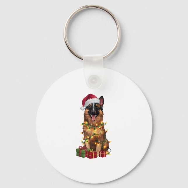 Porte-clés Feu de Noël Santa Hat Belge Tervuren Chien Chris (Recto)
