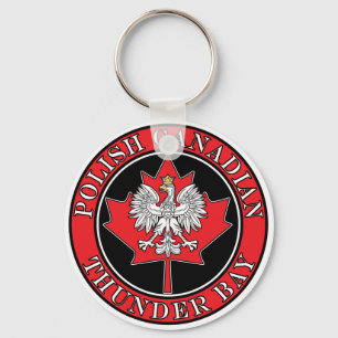 Porte-clés Feuille canadienne polonaise ronde de Thunder Bay